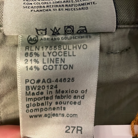 AG    The Evan High Waist Crop Pants. Size 27   Color: SULFUR HARVEST OLIVE - Picture 8 of 8